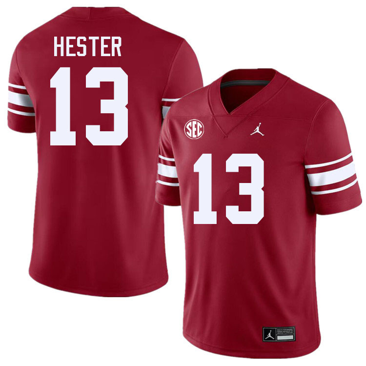 Men #13 J.J. Hester Oklahoma Sooners 2024 SEC Conference College Football Jerseys-Throwback